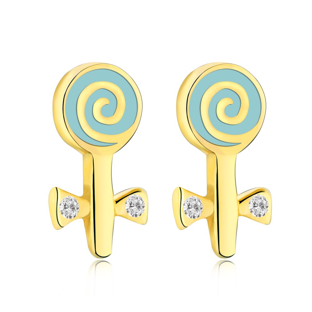 Gold Lollipop Stud cz enamel