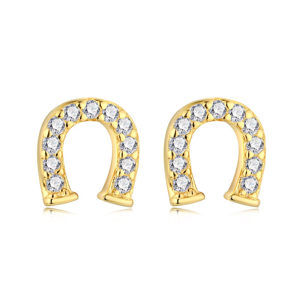 Gold Horseshoe Stud cz