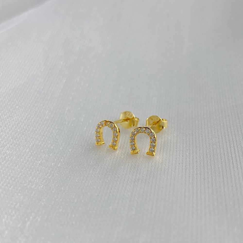 Gold Horseshoe Stud cz