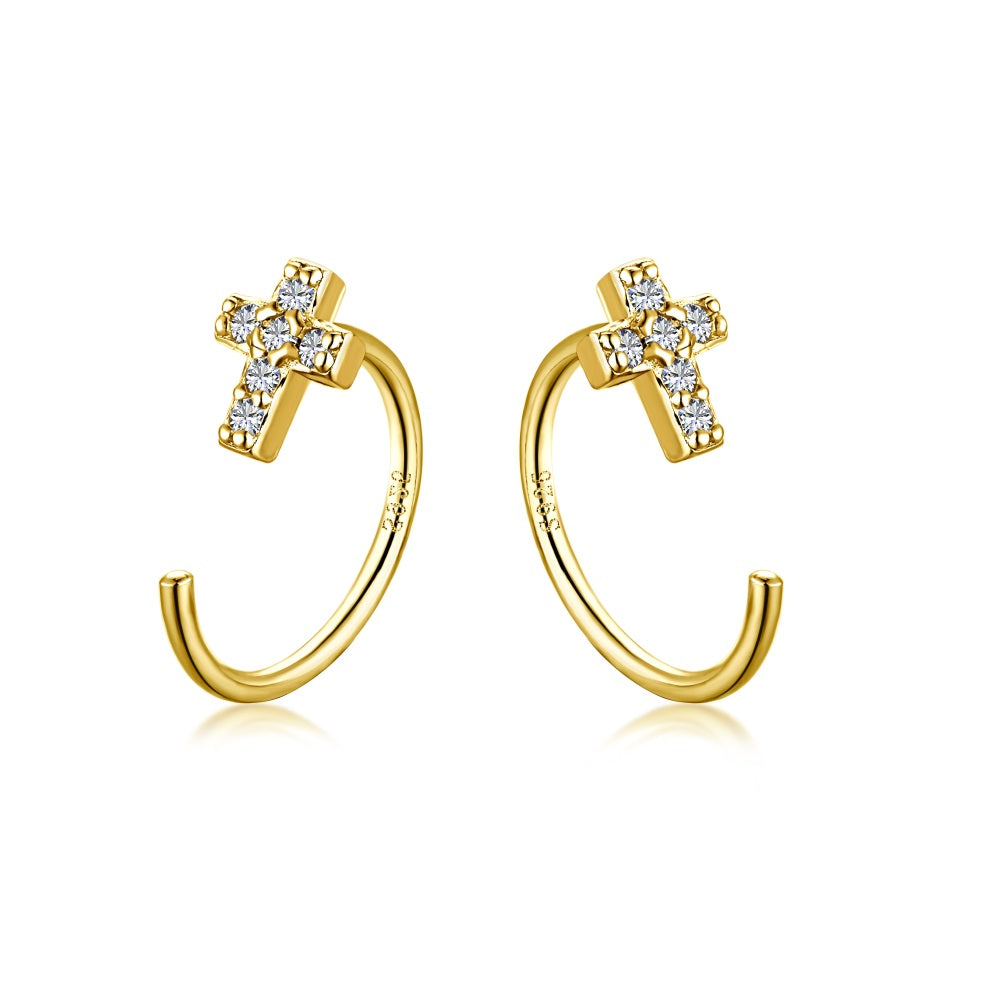 Gold Cross Earrings